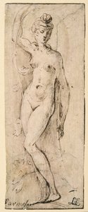 Kadın figürü - Santa Maria della Steccata için çalışma, Parma (rekto) by Parmigianino