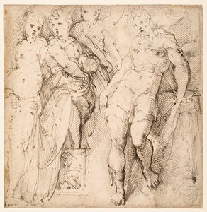 Dört figür çalışmaları (rekto) by Parmigianino