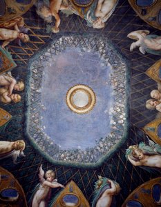 Putti and Glimpse of sky, 1524 dolaylarında, Francesco Mazzola, Parmigianino olarak bilinen (1503-1540), fresk, Diana ve Actaeon Odası