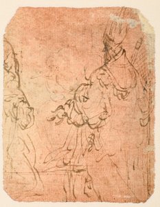 Dini kıyafetli iki diz çökmüş adam (verso) by Parmigianino