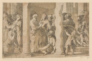 Aziz Peter ve John bir felçliyi iyileştiriyor by Parmigianino (attributed to)