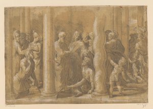 Aziz Peter ve John bir felçliyi iyileştiriyor by Parmigianino (attributed to)