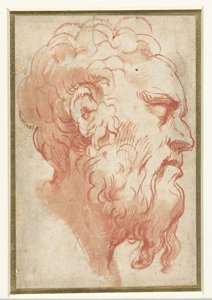Sağdaki profilde yaşlı bir adamın başı by Parmigianino