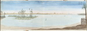 Guiseh (Guiseh, Giza, Giza), Sakarra ve Datekour Piramitlerinin görünümü. Mısır Suluboya Pascal Coste (1787-1879) Marsilya Belediye Kütüphanesi by Pascal Xavier (after) Coste