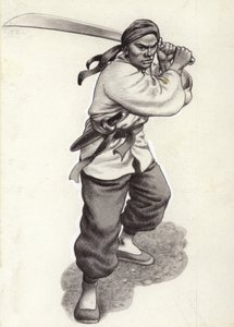 Çinli Boksör Savaşçı (kağıt üzerine guaj)