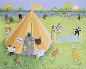 Tatil Kampı (tuval üzerine yağlıboya) by Pat Scott