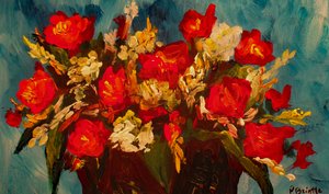 İyi haber gül, 2017 (ahşap üzerine akrilik) by Patricia Brintle