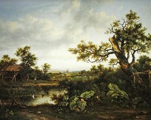Ormanlık peyzaj (panelde yağ)