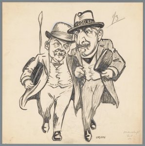Troelstra ve Kolkman Anayasa İncelemesinde Romantik Aşk (nesne üzerine başlık) by Patricq Kroon (signed by artist)