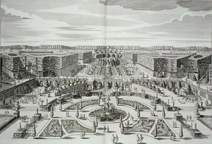The Great Cascade of the Princely Pleasure Palace and Gardens, Berlin, Karl Remshard (1678-1735) tarafından oyulmuş, c.1711-16 yayınlandı (gravür)