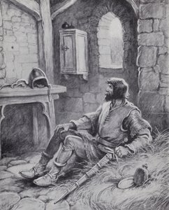 Robert Bruce, İngilizleri yenmek için tekrar denemesi için ona ilham veren örümcekle (lito)