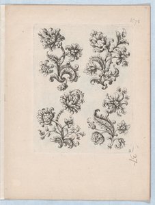 Küçük Çiçek Motifleri Serisi, Plaka 2, yakl. 1670-85., yakl. 1670-85. by Paul Androuet Du Cerceau
