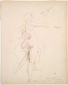 Marsyas için Apollon Çalışması (rekto); Profilde Yüz (ters) by Paul Baudry