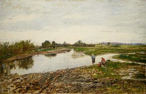 Üç Figürlü Manzara (tahta üzerine yağlı boya) by Paul Baum
