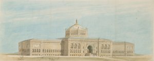Dünyanın Kolomb Sergisi Güzel Sanatlar Müzesi, Chicago, Illinois, Perspektif, c. 1890-1891. by Paul C. Lautrup