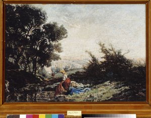 Lavandiere derede19 (tuval üzerine yağlı boya) by Paul Camille Guigou