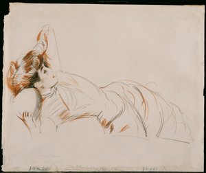 uzanmış zarif bir bayan by Paul Cesar Helleu