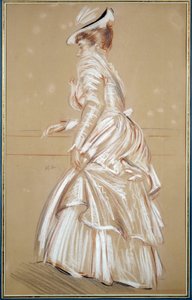 Beyazlı bir kadının portresi. Paul Helleu (1859 - 1927), 20. yüzyıl çizimi. Bayonne, Musee Bonnat by Paul Cesar Helleu