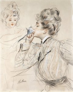 The Parfüm (Karton üzerine karakalem, pastel ve sanguine by Paul Cesar Helleu