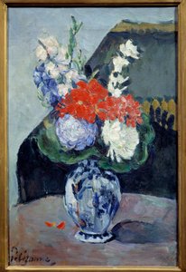 Küçük delft ile buket. Paul Cezanne