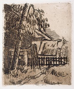 Auvers'de Manzara, Rue St. Remy'de Çiftlik Girişi (gravür) by Paul Cézanne