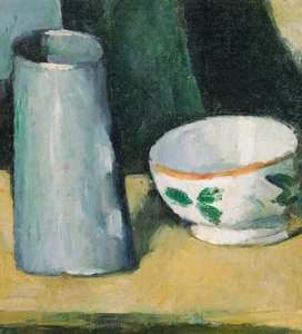 ""Natürmort kase ve süt sürahisi"" (Kase ve Süt Sürahisi) Tablo Paul Cezanne (1839-1906) - yaklaşık 1873-1877 - Tuval üzerine yağlıboya Dim 20x18.1 cm Bridgestone Museum of Art by Paul Cézanne