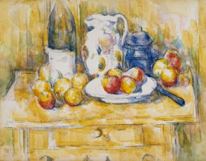 Bir Büfe üzerinde Elma ile Natürmort by Paul Cézanne