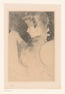 Bilinmeyen bir okuma kadının portresi by Paul César Helleu (signed by artist)