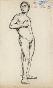 Sağ Eli Göğsünde Sıkıştırılmış Çıplak Bir Erkek Üzerine Akademik Çalışma, 1865 by Paul Cézanne