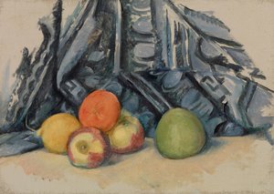 elma ve bez by Paul Cézanne