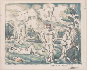 banyo yapanlar by Paul Cézanne