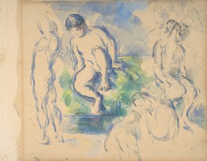 Yıkananlar recto, Natürmort verso, ca. 1890 recto - 1900 verso. by Paul Cézanne
