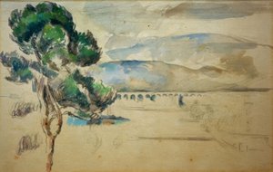 Viyadük ve çam ağacı ile Arc vadisi by Paul Cézanne