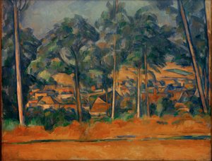 ağaçların arkasındaki köy by Paul Cézanne