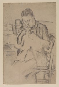 Hortense Fiquet, Madame Cezanne, dikiş, 1880 dolayları (kağıt üzerine kurşun kalem) by Paul Cézanne
