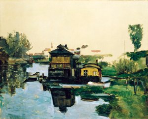 Nehir üzerinde yüzen evler by Paul Cézanne