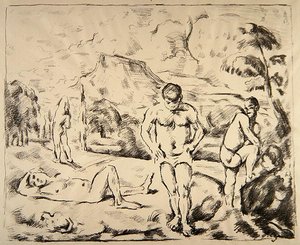 Yıkananlar, 1898 dolayları (lito) by Paul Cézanne
