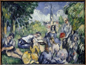 Çimlerin üzerinde kahvaltı - Tuval üzerine yağlı boya by Paul Cézanne