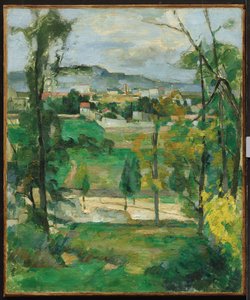 Ağaçların arkasındaki köy, Île-de-France, 1879 dolayları by Paul Cézanne