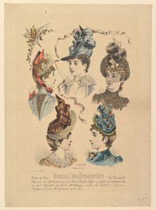 Bayan Şapkaları, No. 4671, Journal des Demoiselles, 1 Nisan 1888. by Paul Deferneville