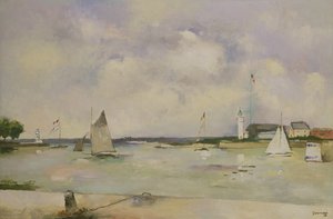 Honfleur Limanı'na giriş (panel) by Paul Elie Gernez