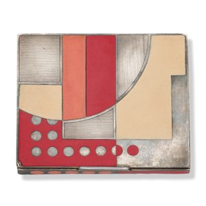 Art deco sigara tabakası, yaklaşık 1930 (gümüş, gümüş yaldızlı metal ve cila) by Paul-Emile Brandt