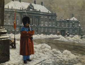 Amalienborg, Kopenhag Kraliyet Sarayı Dışında Görevli Bir Kraliyet Yaşam Muhafızı,