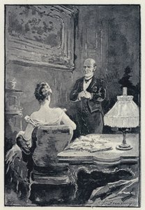 Anna Karenina için illüstrasyon: Anna ve kocası (lito) arasındaki tartışma