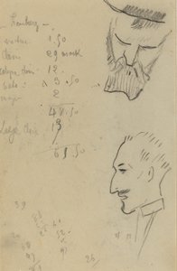 Profilde Sakallı Bir Adam ve Bir Adam [verso] by Paul Gauguin