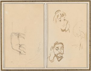 Otlayan İnek; Eli Yanağında Bir Kadının Başı ve Eli Kulağının Üzerinde Bir Adamın Başı [verso] by Paul Gauguin
