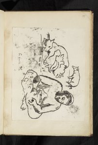 Avant et après - Oturan kadın, yavru kedi ve domuz ile kedi by Paul Gauguin