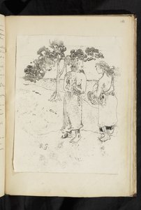 Avant et après - Bir manzarada sohbet eden iki kadın by Paul Gauguin
