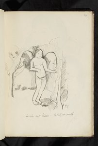 Öncesi ve sonrası - "Kanatlar ağır. Her şey ilkel" çizimi by Paul Gauguin