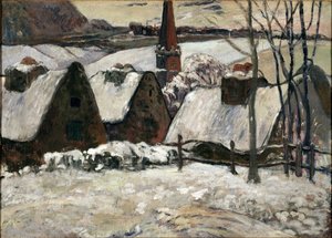 Kar altında Breton köyü (tuval üzerine yağlı boya by Paul Gauguin